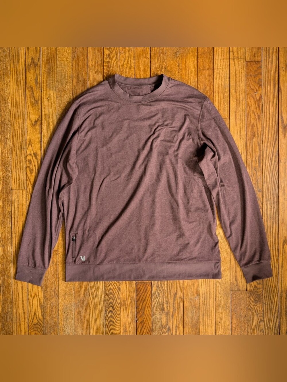 Vuori Ponto Performance Crew Pullover Brown Crewneck Stretch V224